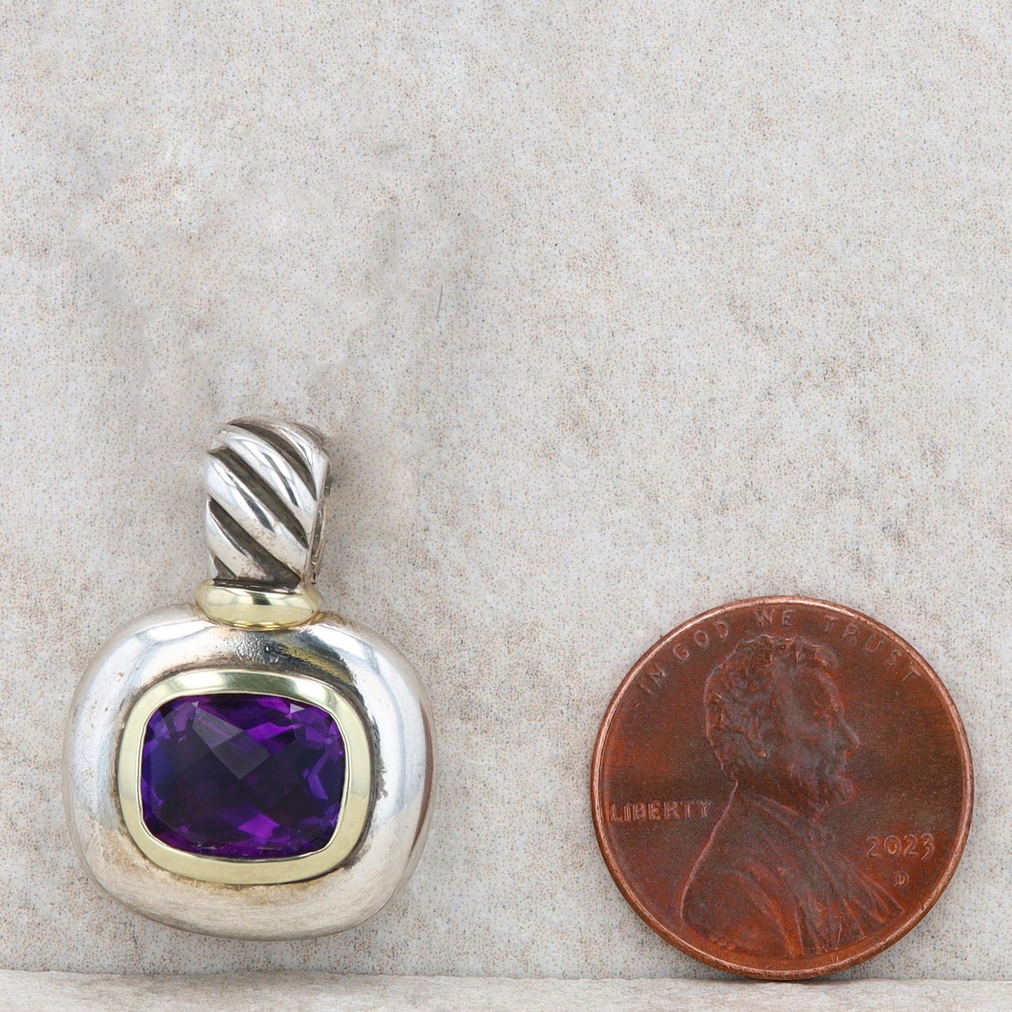 David Yurman Sterling Silver and 18k Yellow Gold Amethyst Enhancer