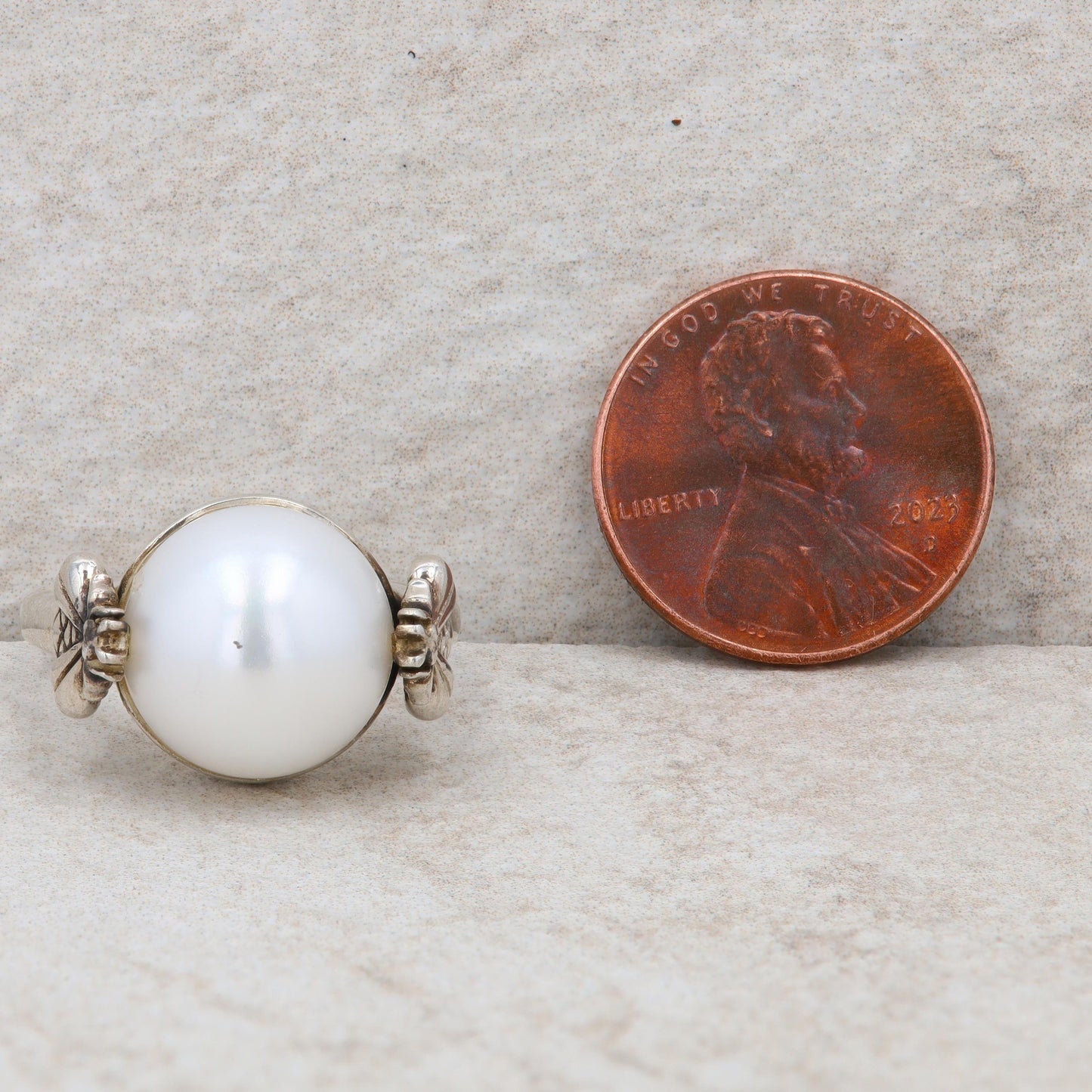 Slane and Slane Sterling Silver Bee Freshwater Cultured Pearl Ring