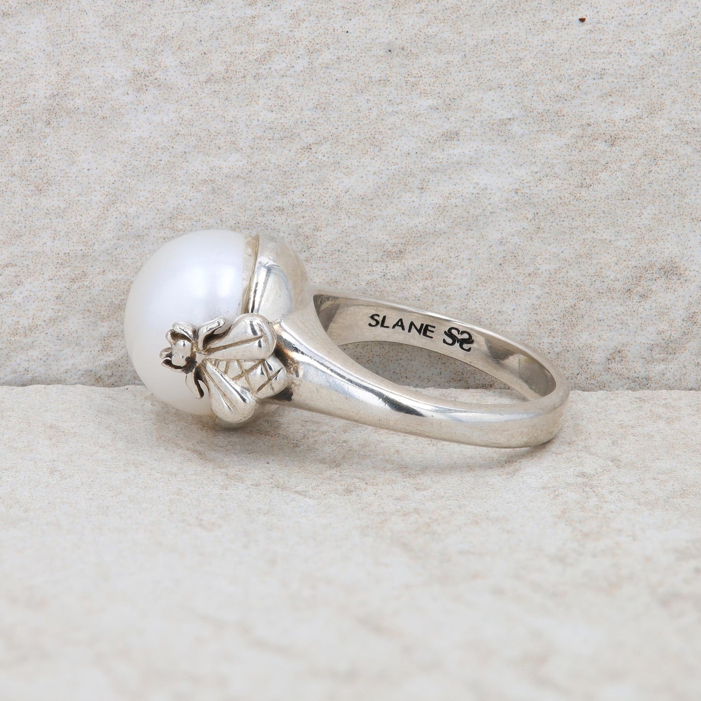 Slane and Slane Sterling Silver Bee Freshwater Cultured Pearl Ring