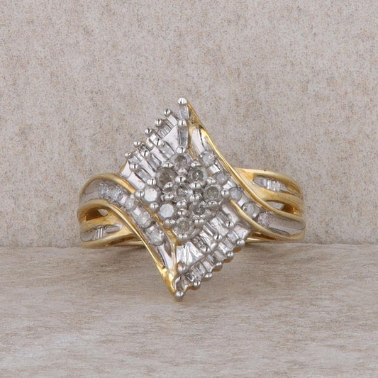 10k Yellow Gold Diamond Cluster Ring