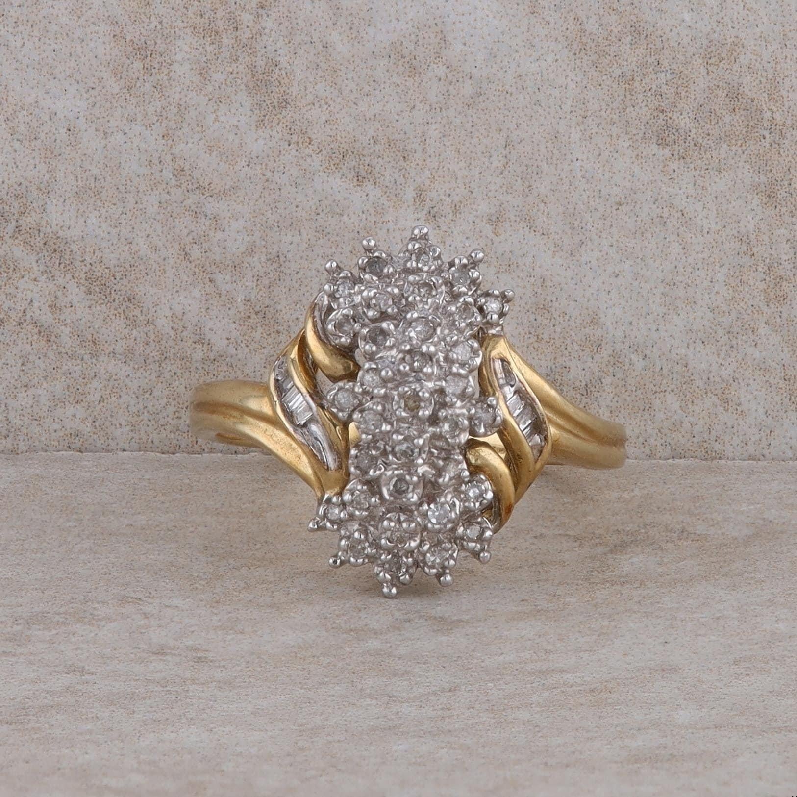 10k Yellow Gold Diamond Cluster Ring