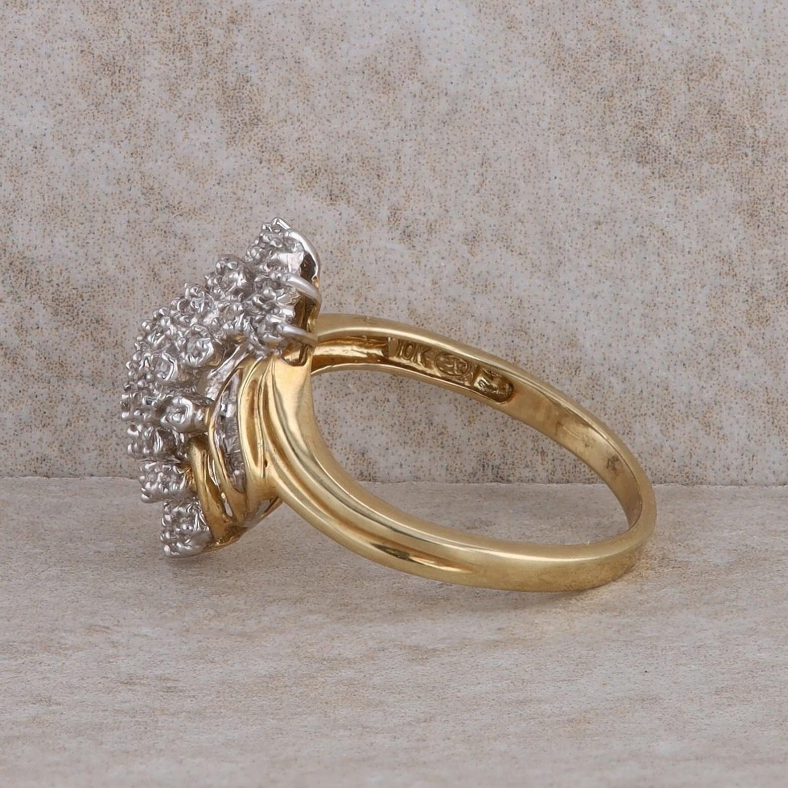 10k Yellow Gold Diamond Cluster Ring