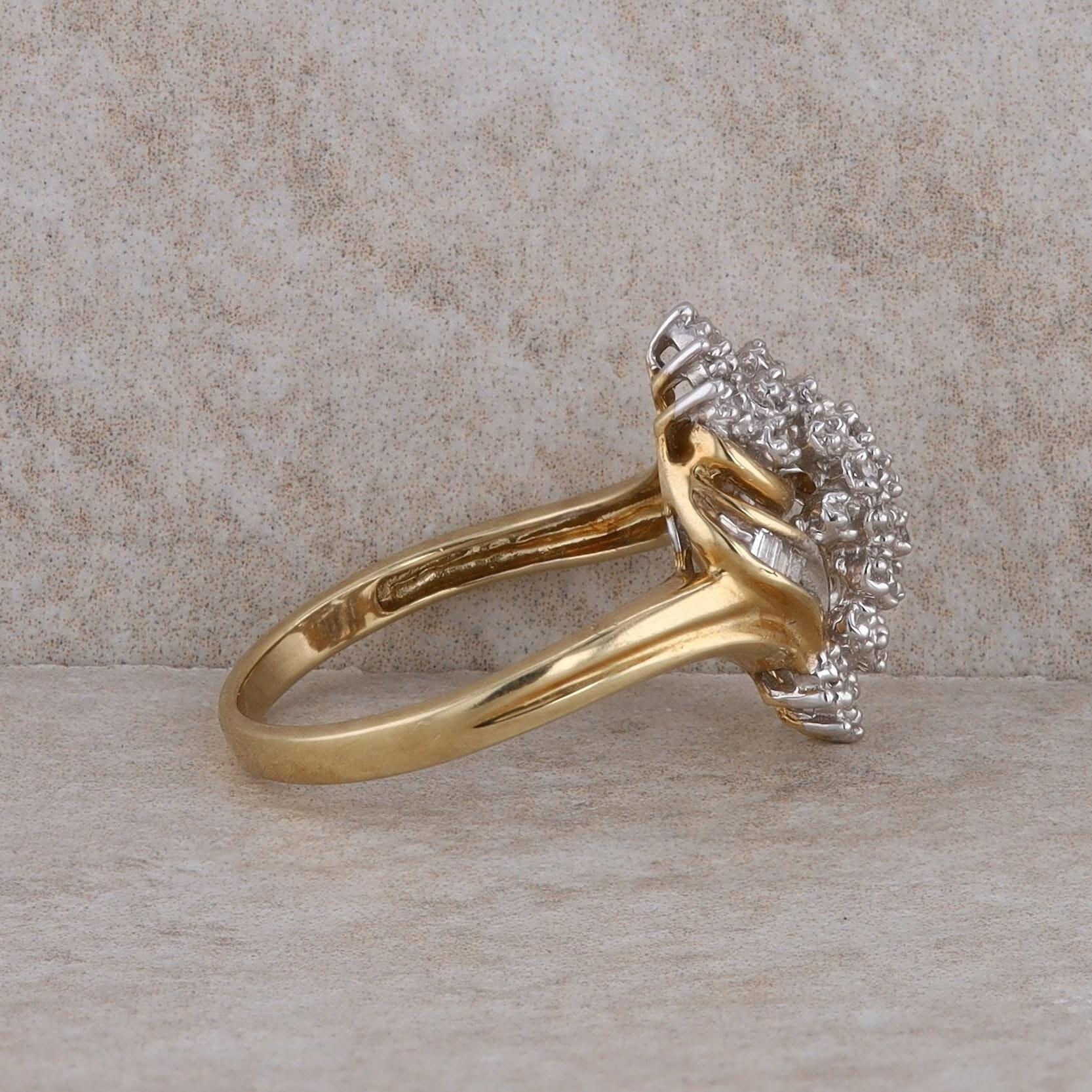 10k Yellow Gold Diamond Cluster Ring