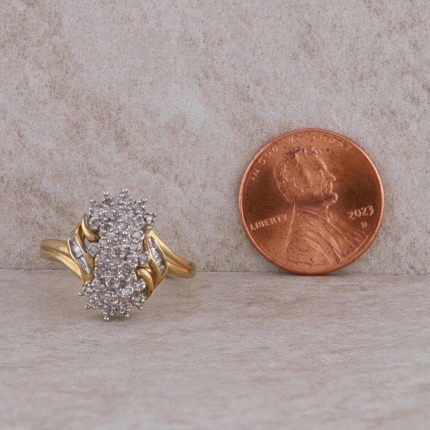 10k Yellow Gold Diamond Cluster Ring