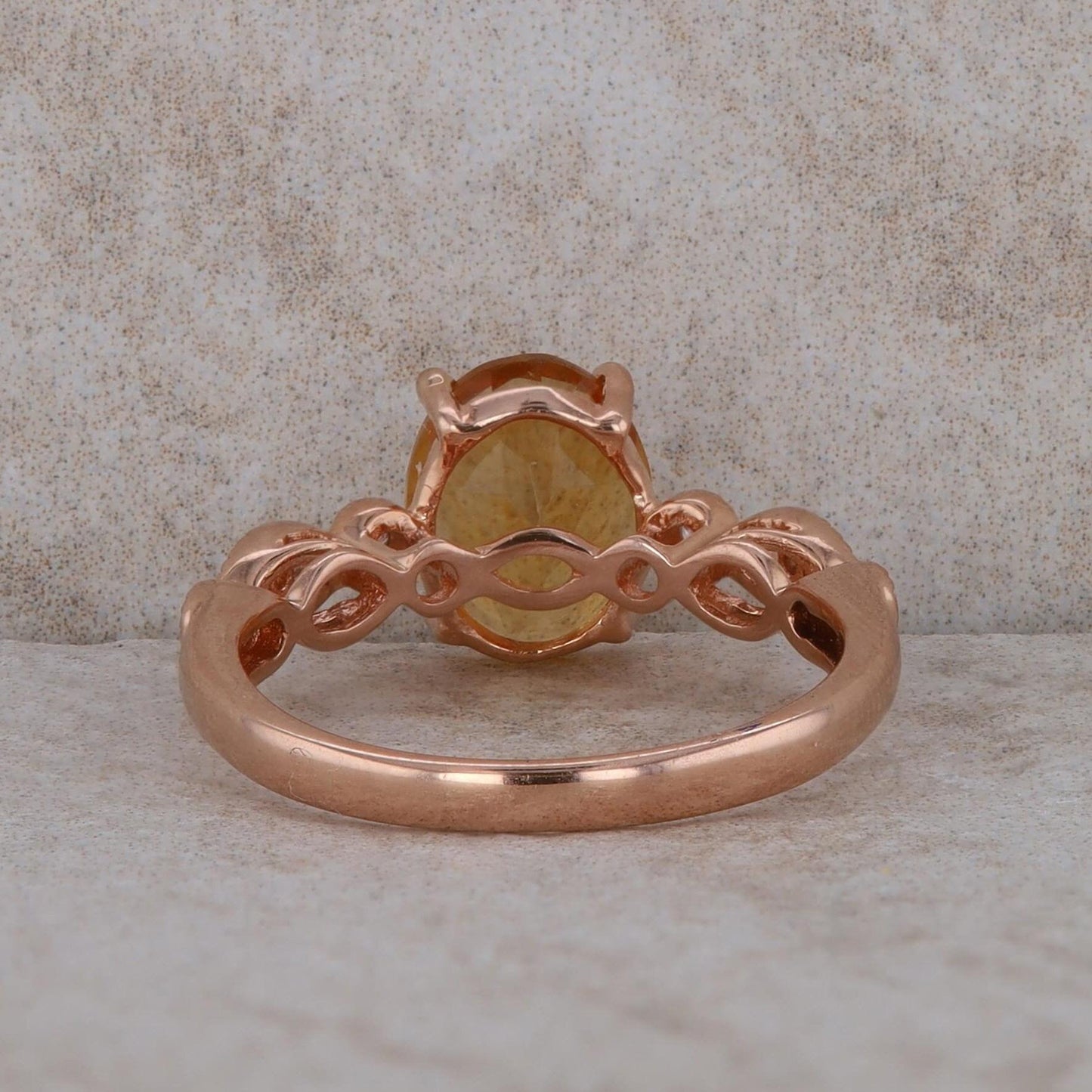 14k Rose Gold Citrine and Diamond Ring