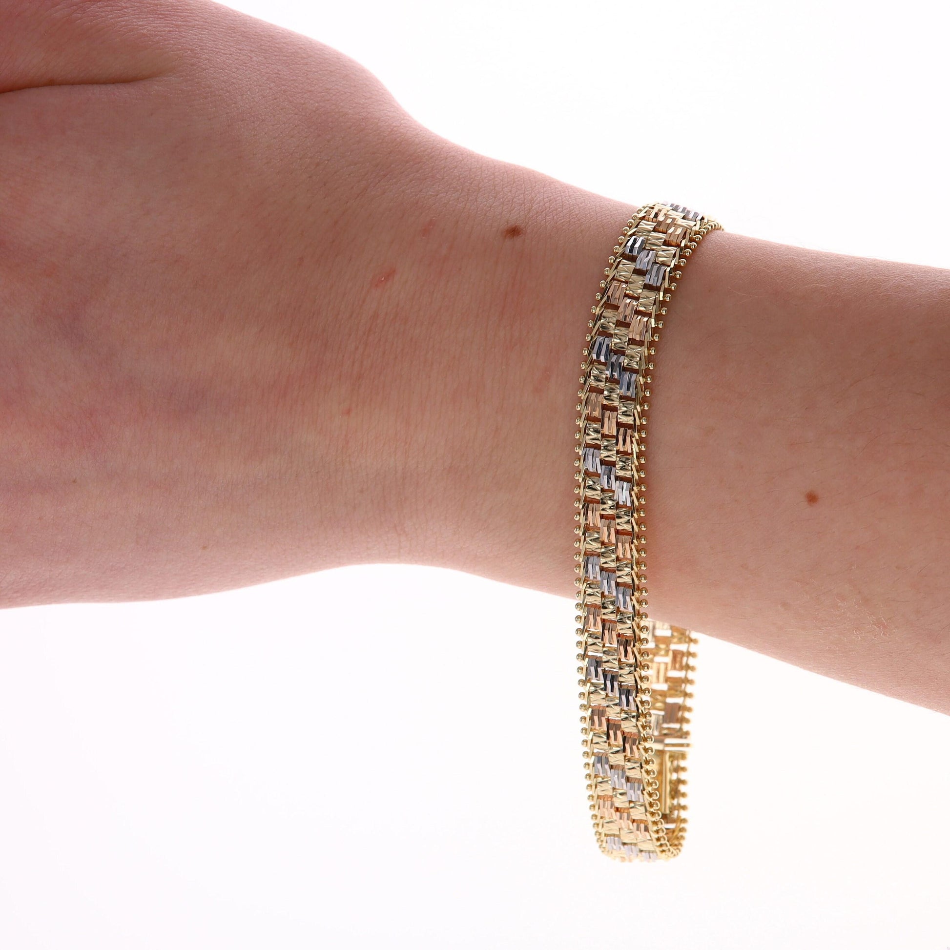 14k Tri Colored Fashion Bracelet