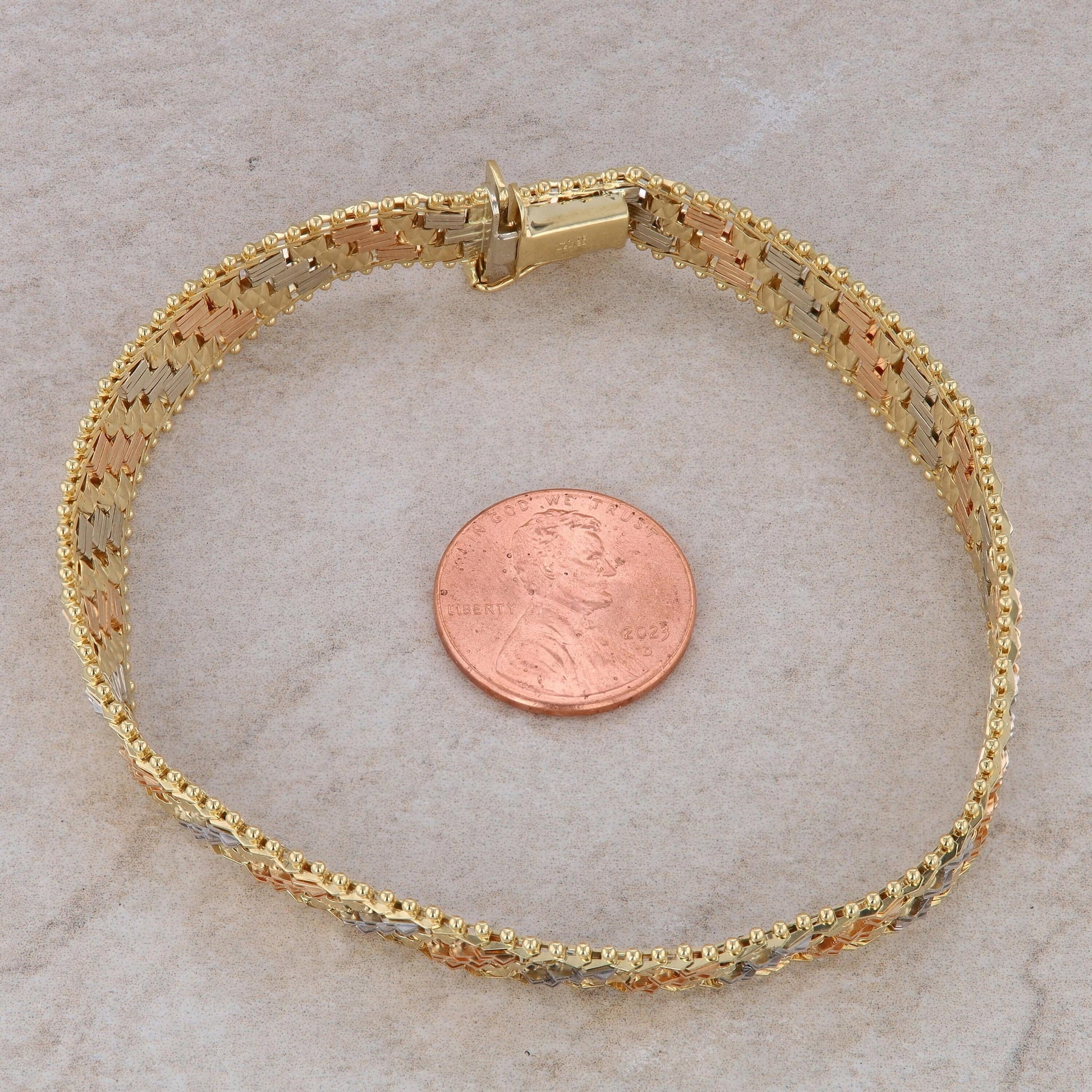 14k Tri Colored Fashion Bracelet
