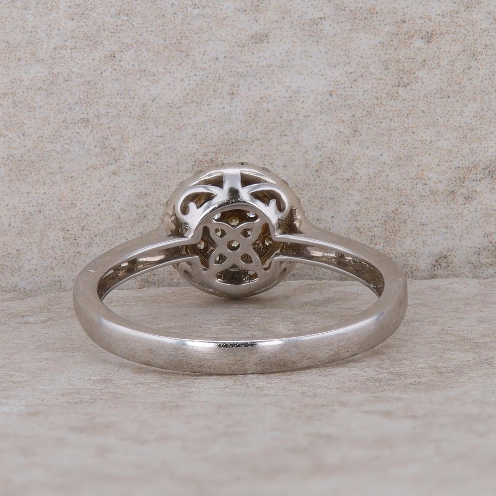 14k Two Tone Yellow and White Diamond Halo Ring