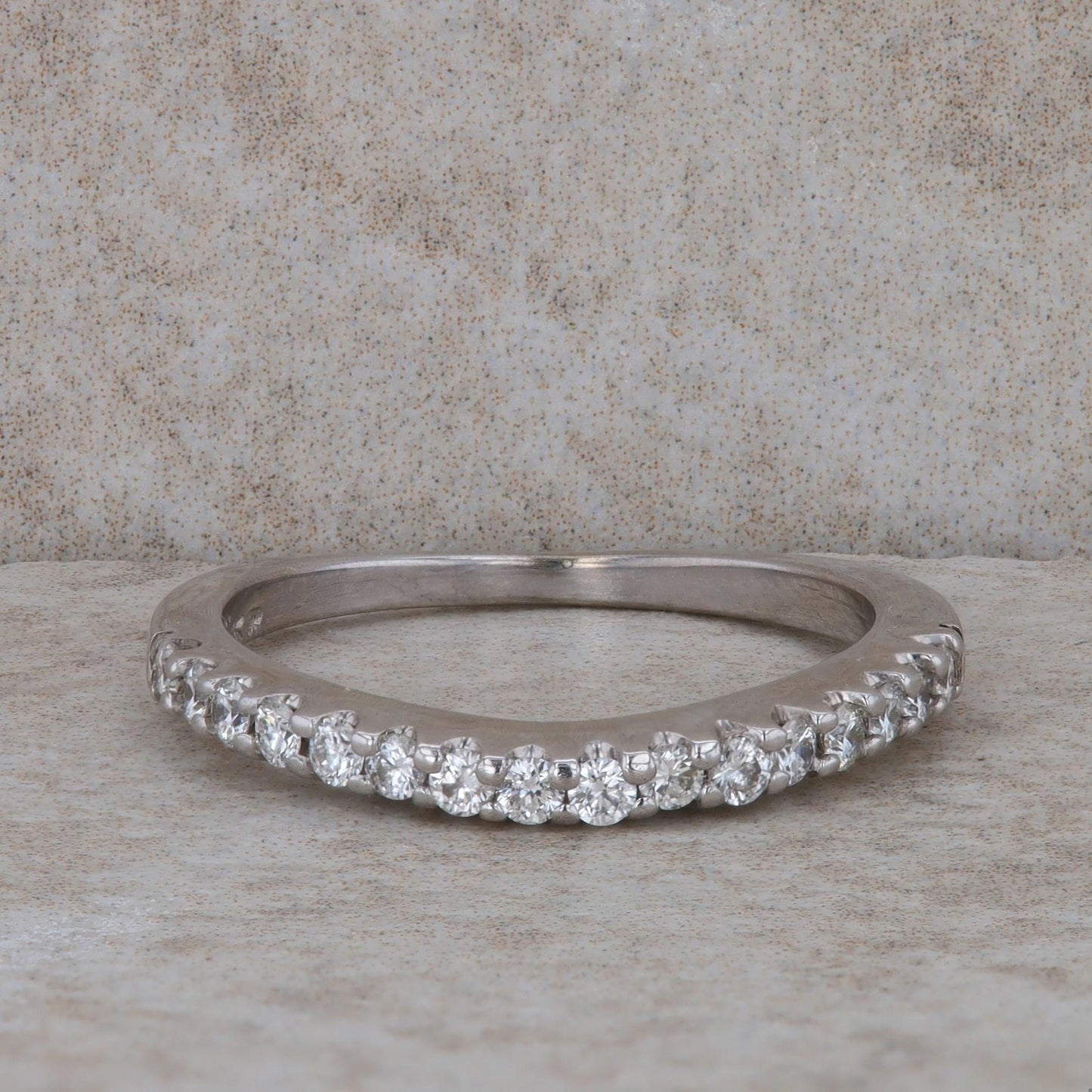 14k White Diamond Curved Ladies Band