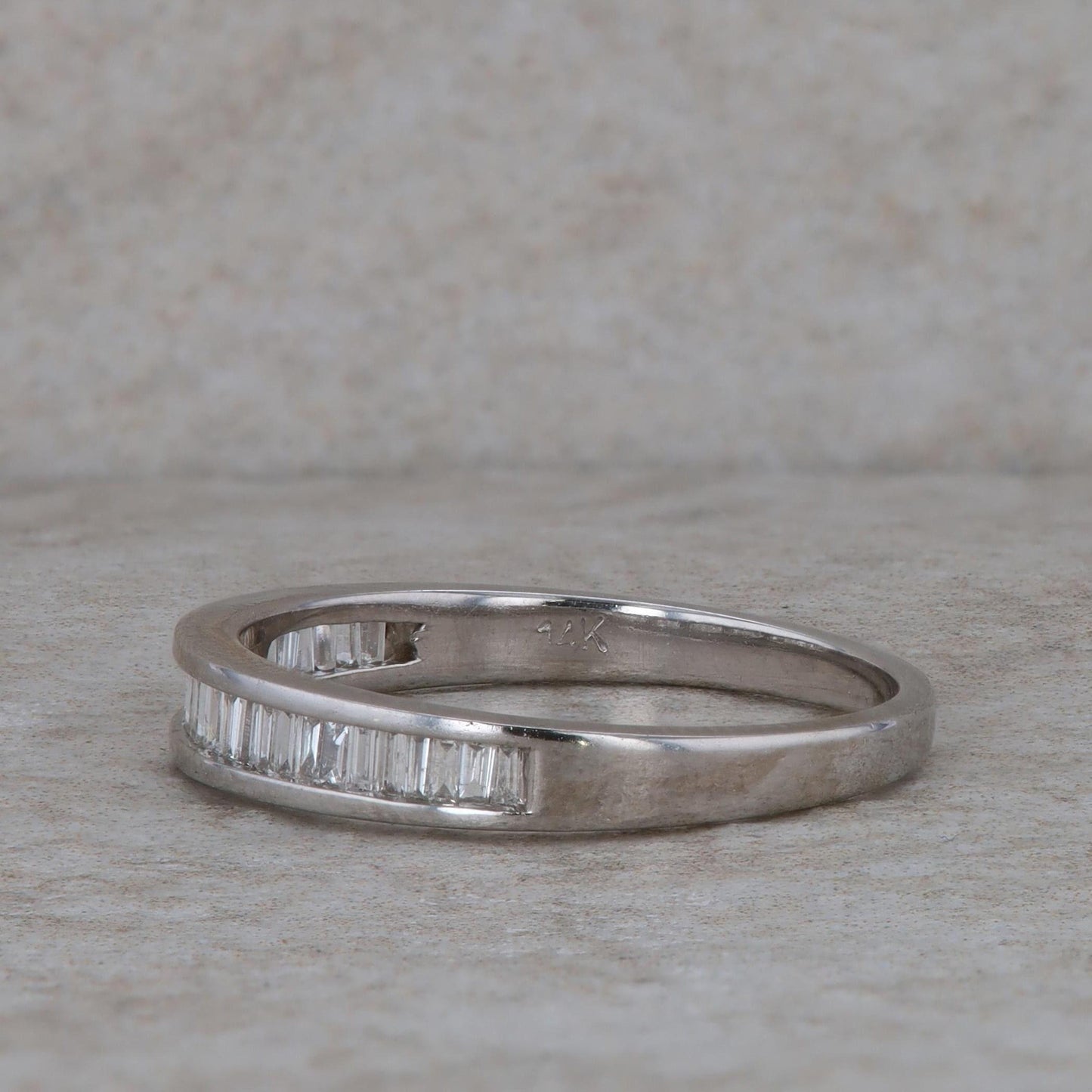 14k White Gold Baguette Diamond Band