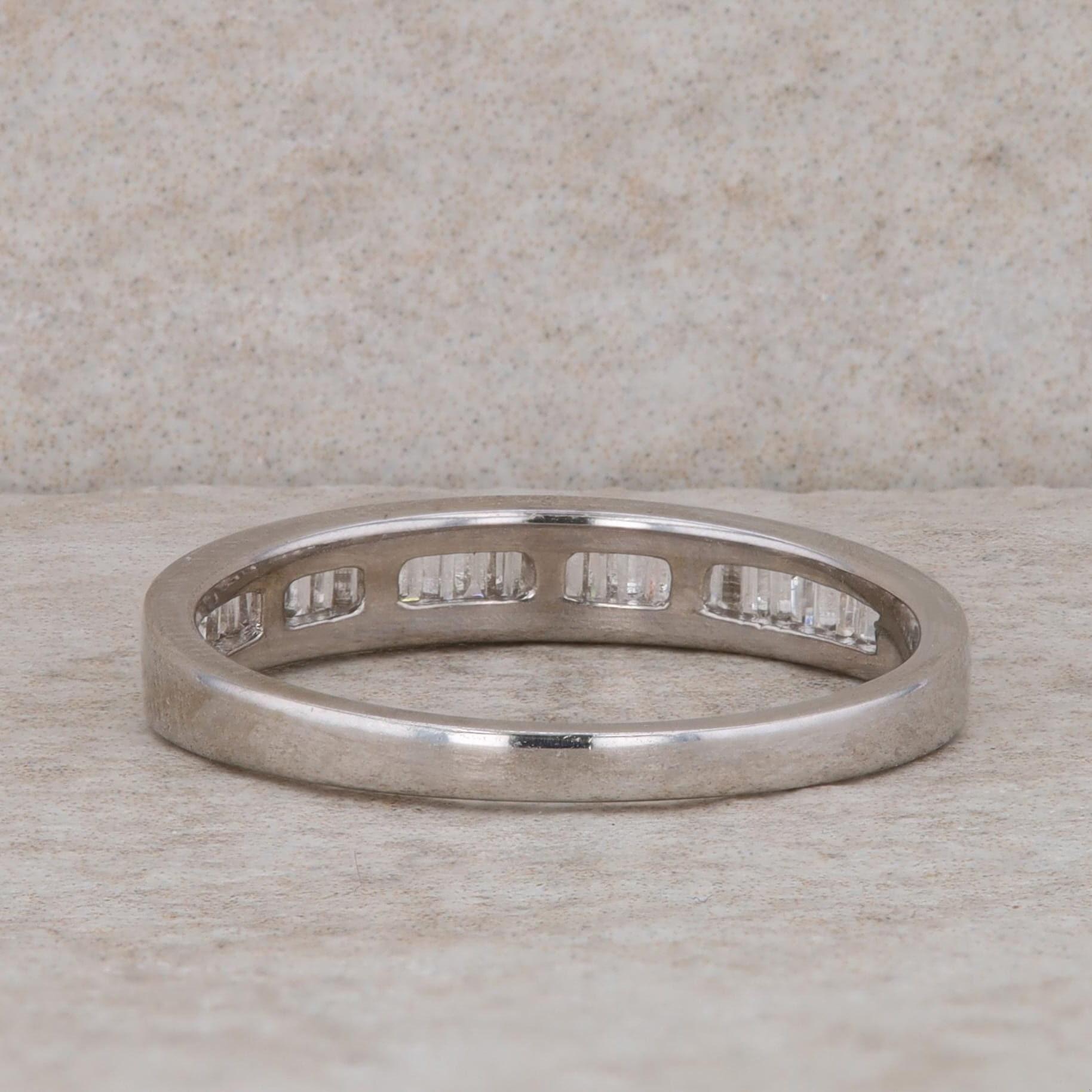 14k White Gold Baguette Diamond Band