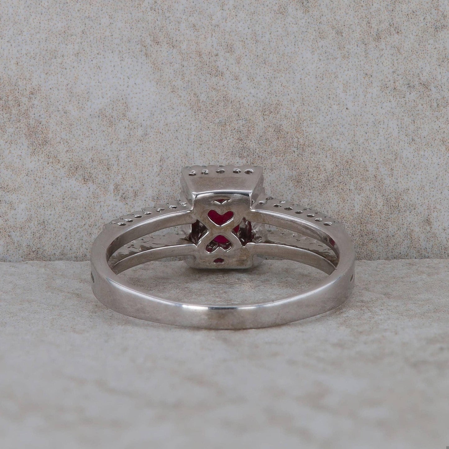 14k White Gold Diamond and Ruby Ring