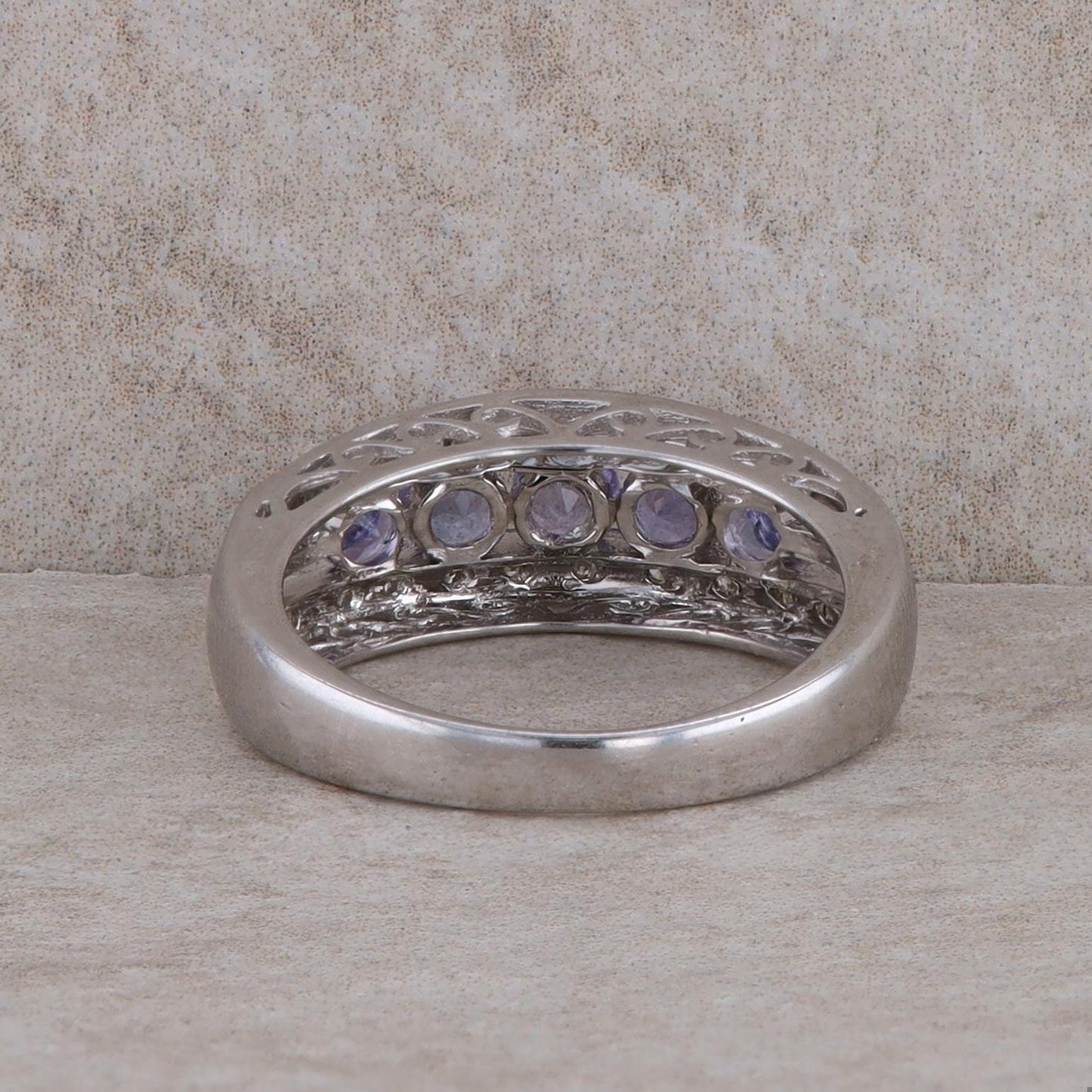 14k White Gold Diamond and Tanzanite Band Ring