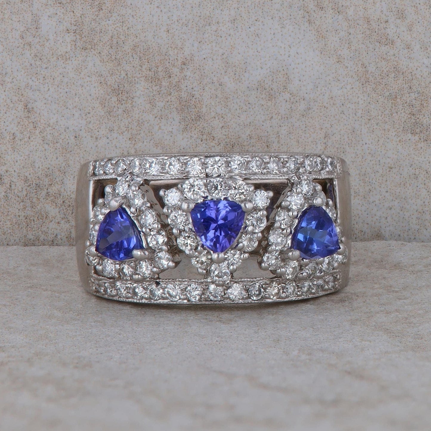 14k White Gold Tanzanite and Diamond Ring