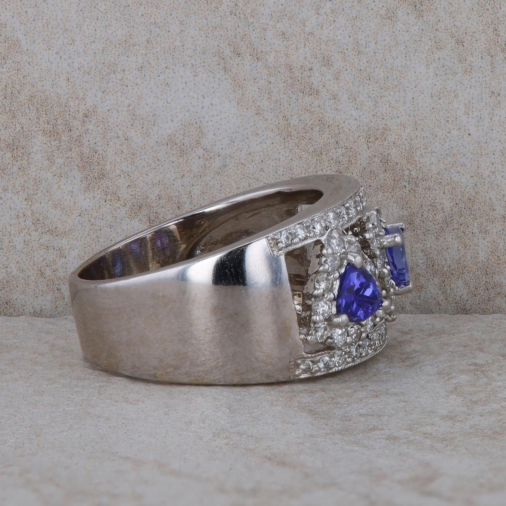 14k White Gold Tanzanite and Diamond Ring