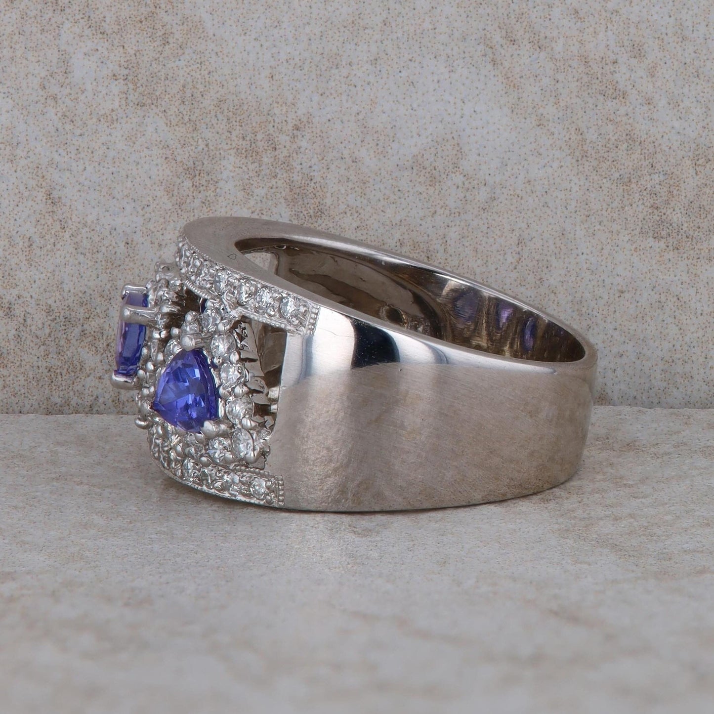 14k White Gold Tanzanite and Diamond Ring