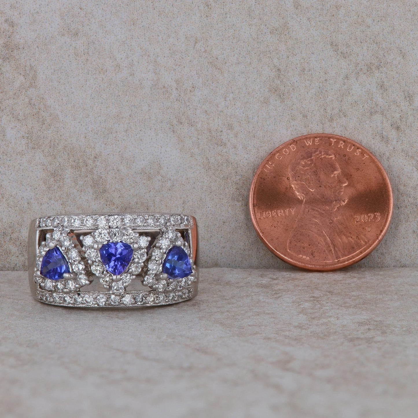 14k White Gold Tanzanite and Diamond Ring