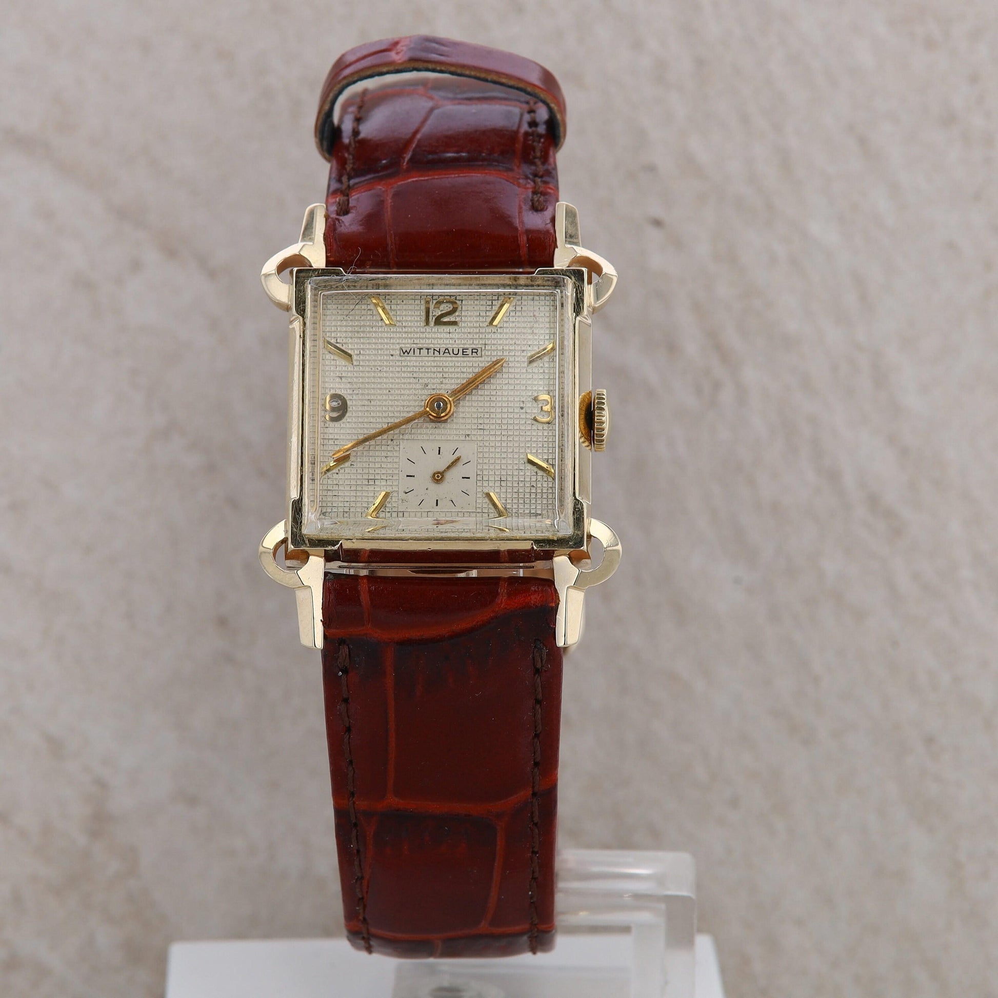 14k Wittnauer Dress Watch with Brown Leather Band #124C15