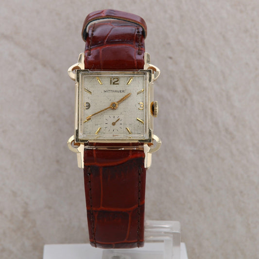14k Wittnauer Dress Watch with Brown Leather Band #124C15