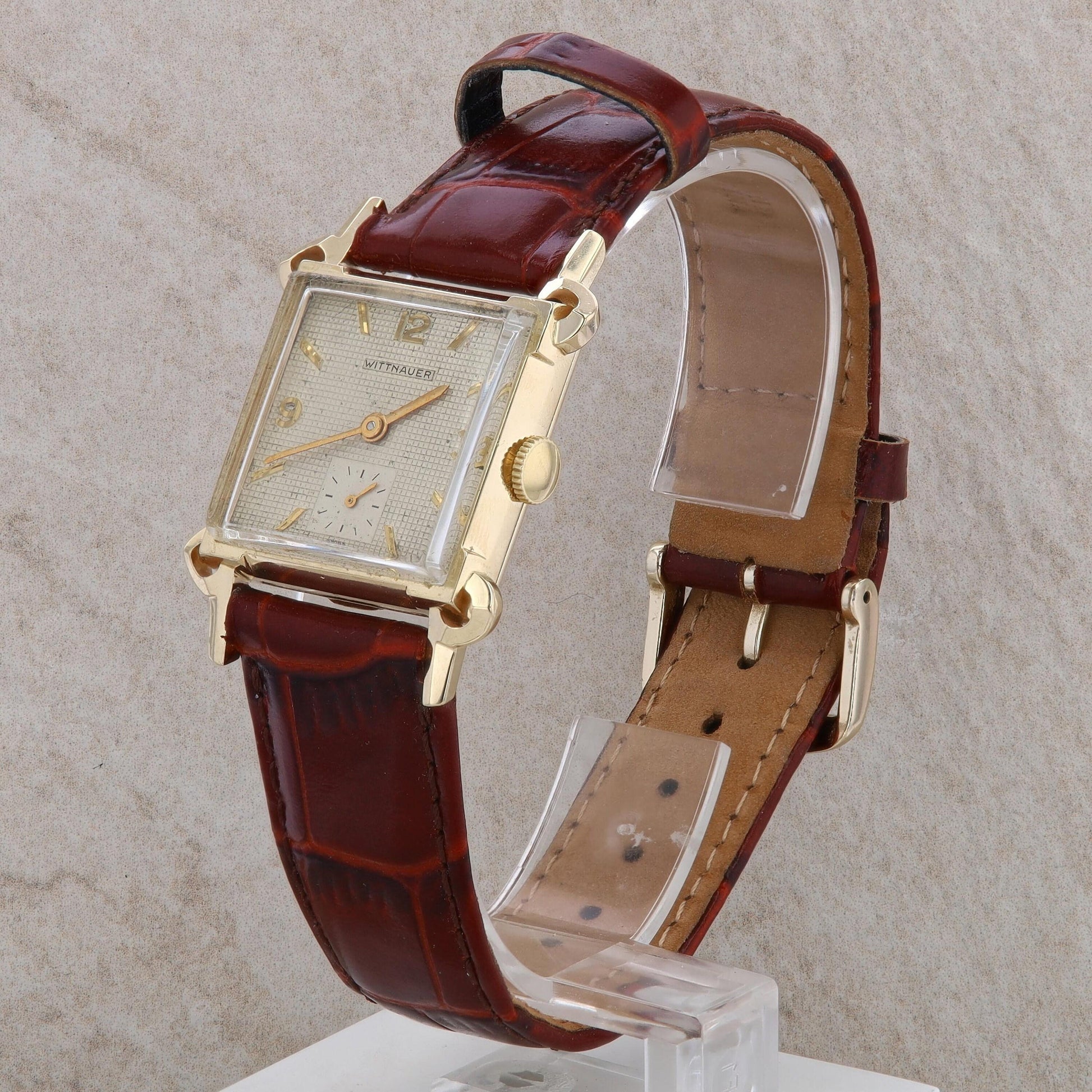 14k Wittnauer Dress Watch with Brown Leather Band #124C15