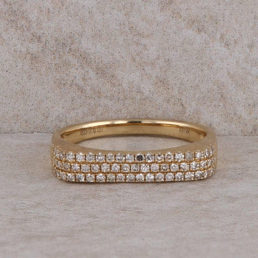 14k Yellow Ella Stein Gold Three Row Diamond Flat Band Ring