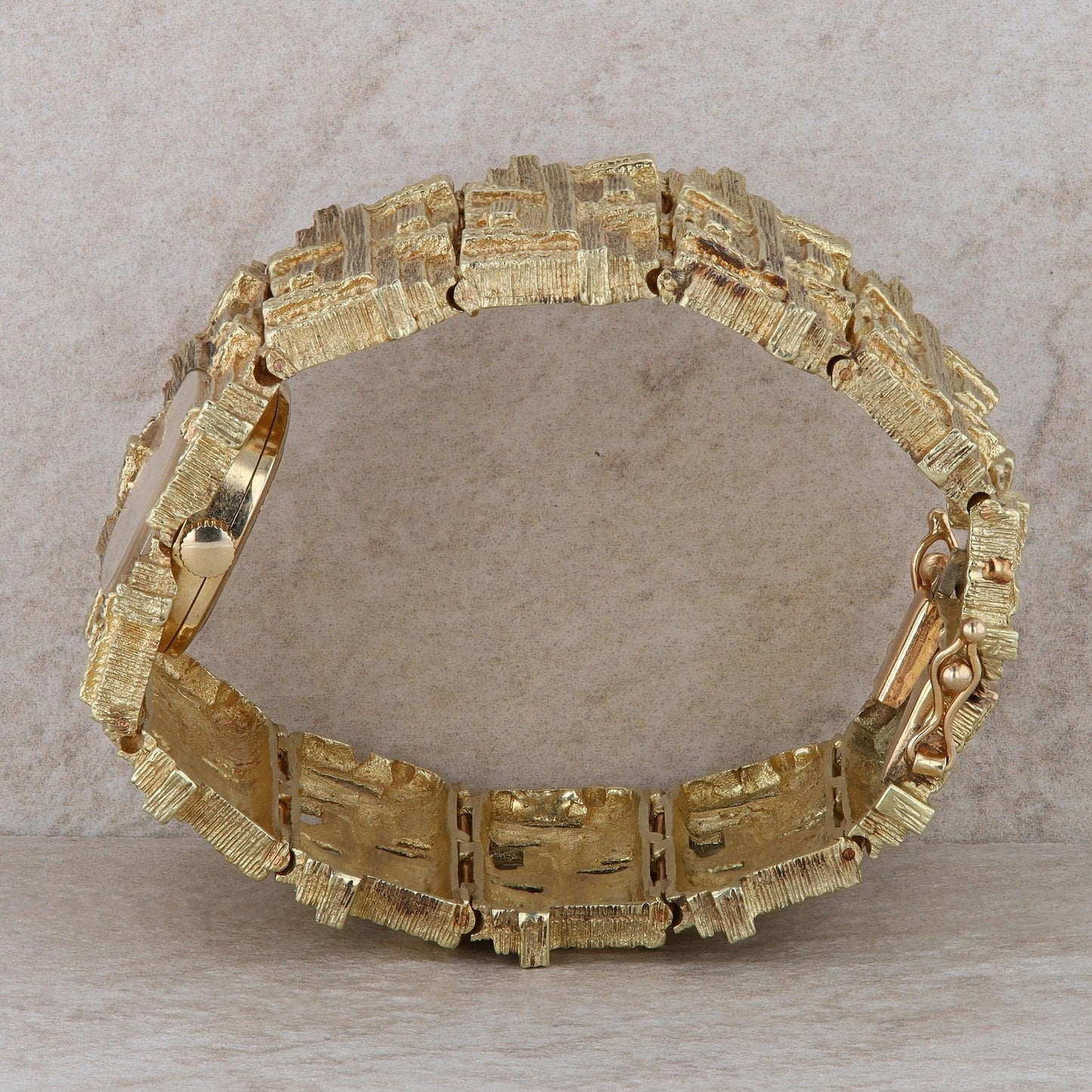 14k Yellow Geneve Textured Bracelet Watch