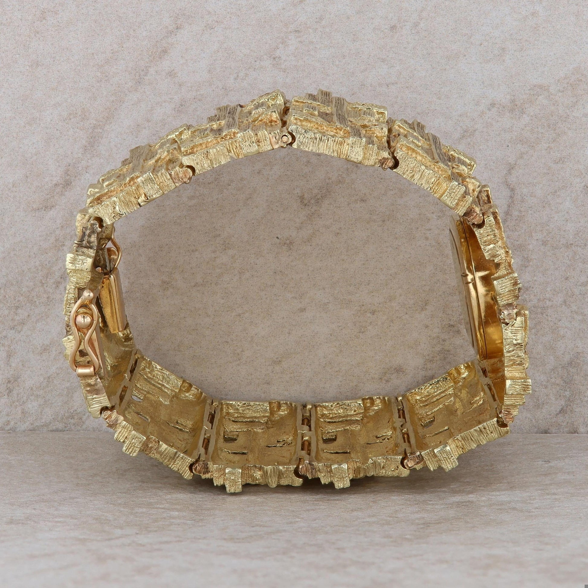 14k Yellow Geneve Textured Bracelet Watch