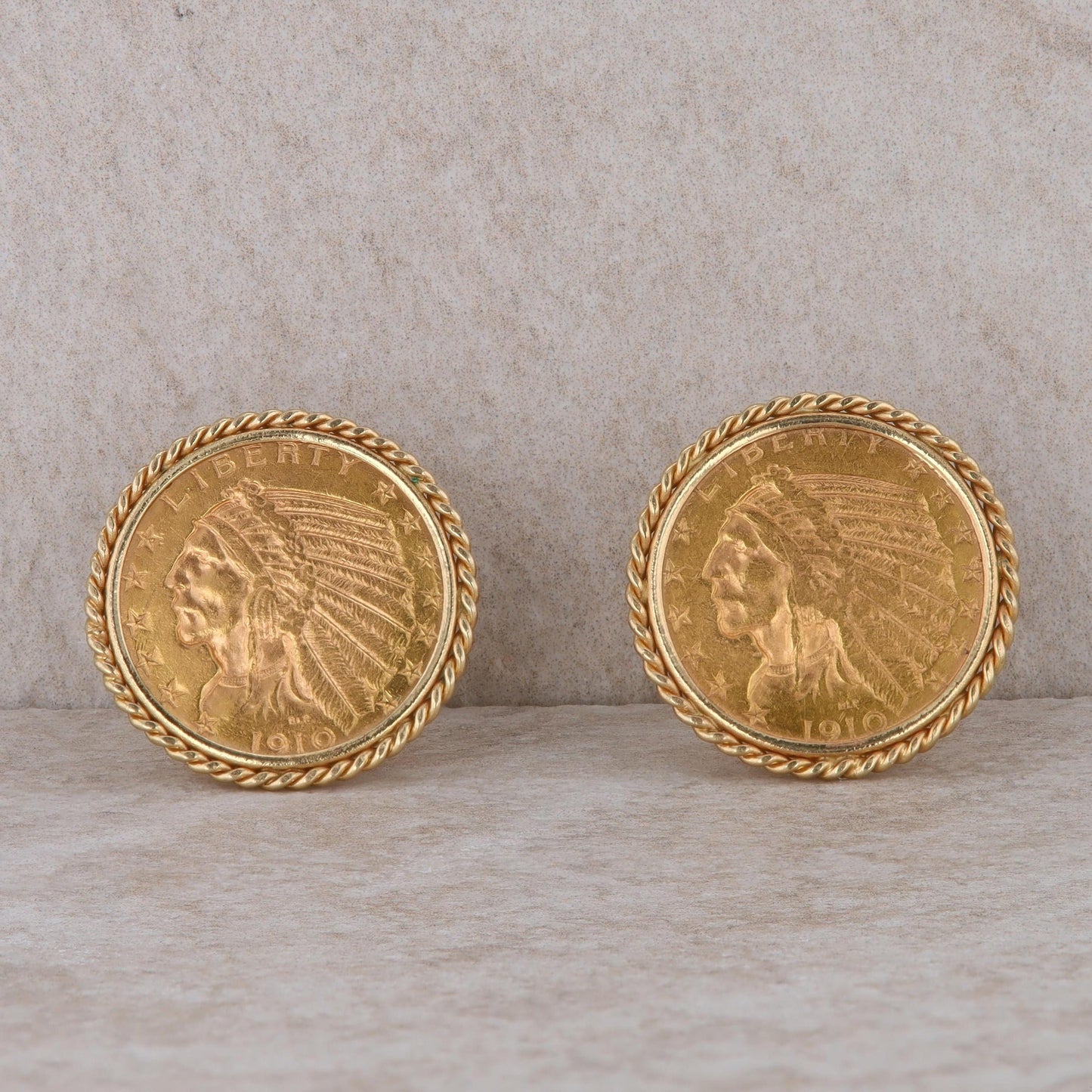 14k Yellow Gold 1910 Liberty Coin Cufflinks