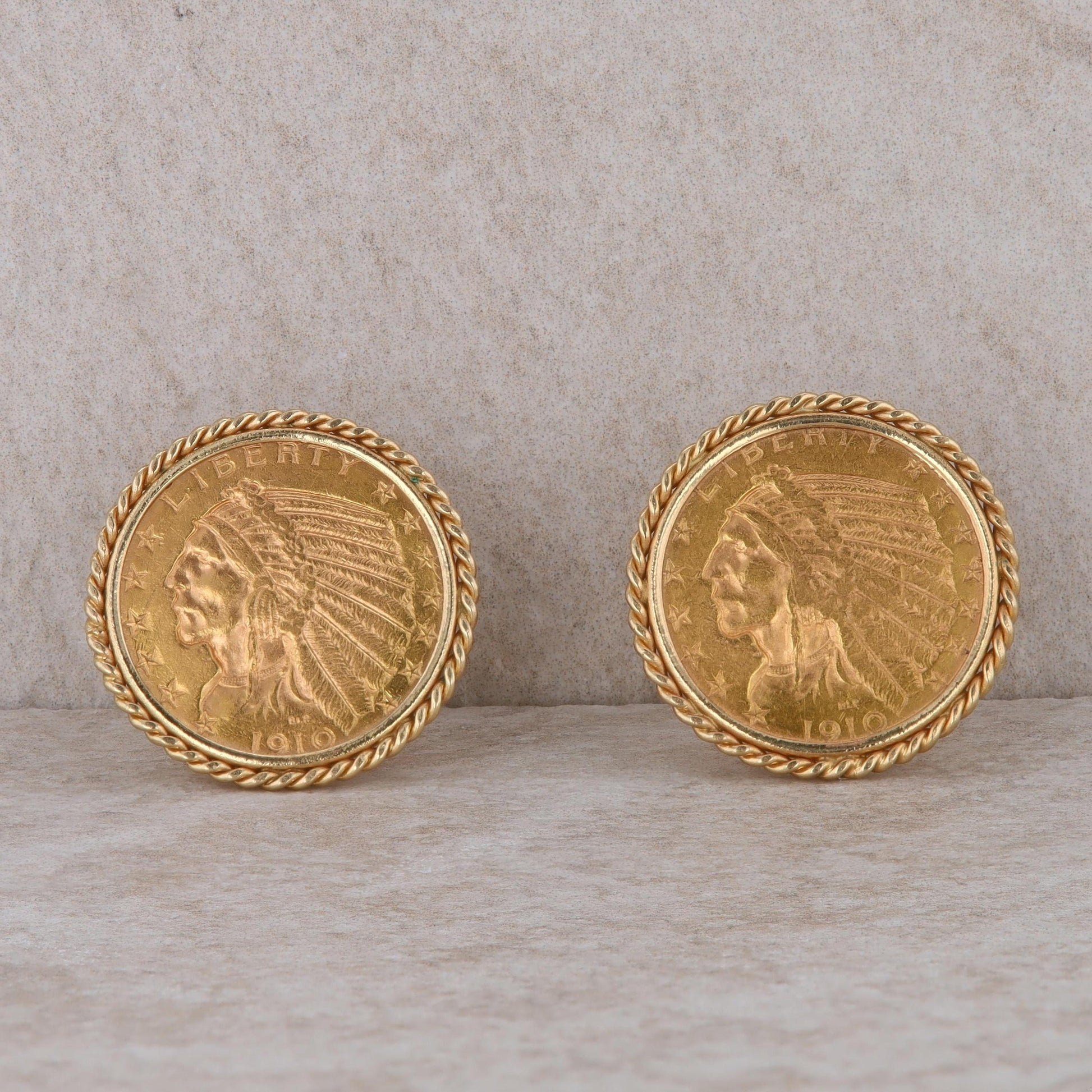 14k Yellow Gold 1910 Liberty Coin Cufflinks