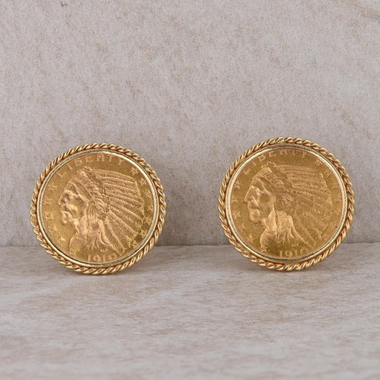 14k Yellow Gold 1910 Liberty Coin Cufflinks