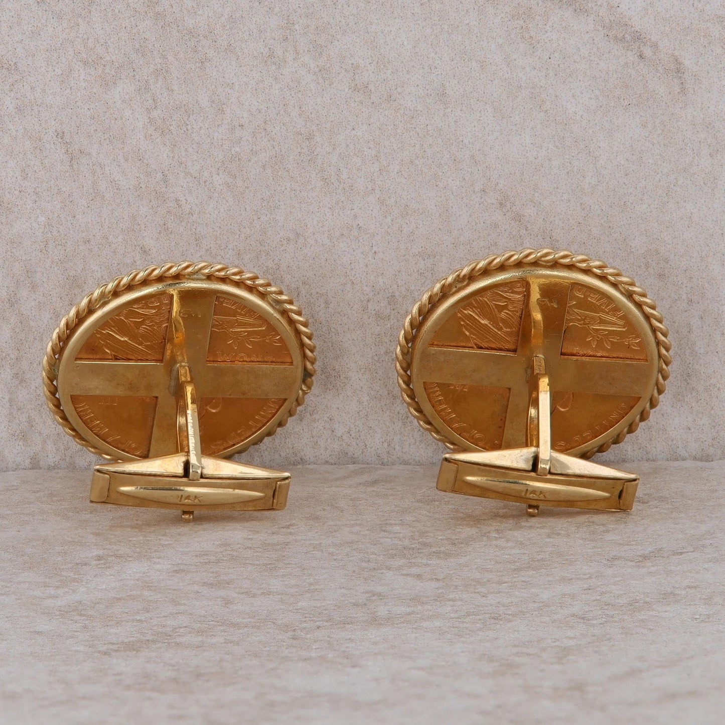 14k Yellow Gold 1910 Liberty Coin Cufflinks