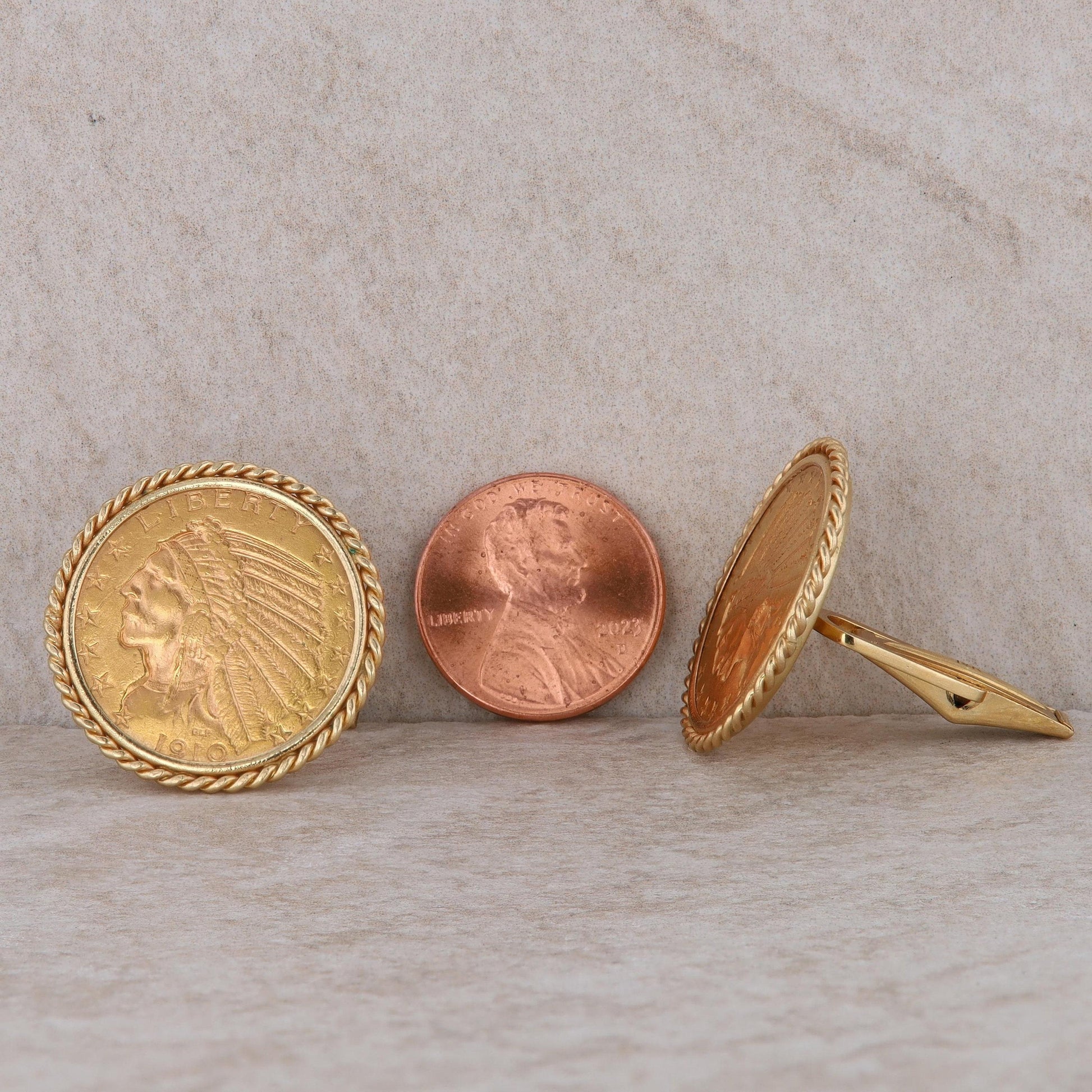 14k Yellow Gold 1910 Liberty Coin Cufflinks