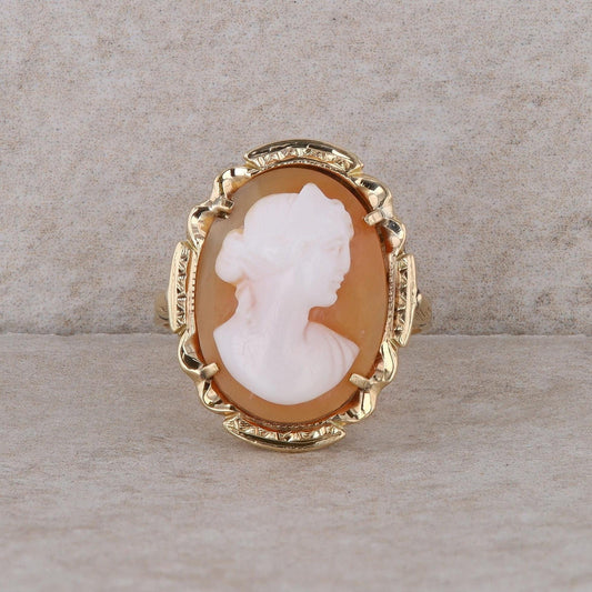 14k Yellow Gold Cameo Ladies Ring