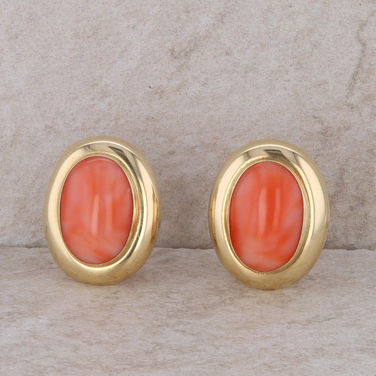 14k Yellow Gold Coral Earrings