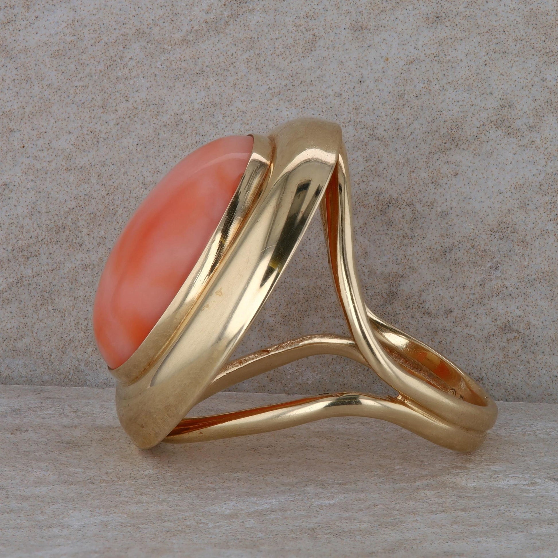 14k Yellow Gold Coral Ring