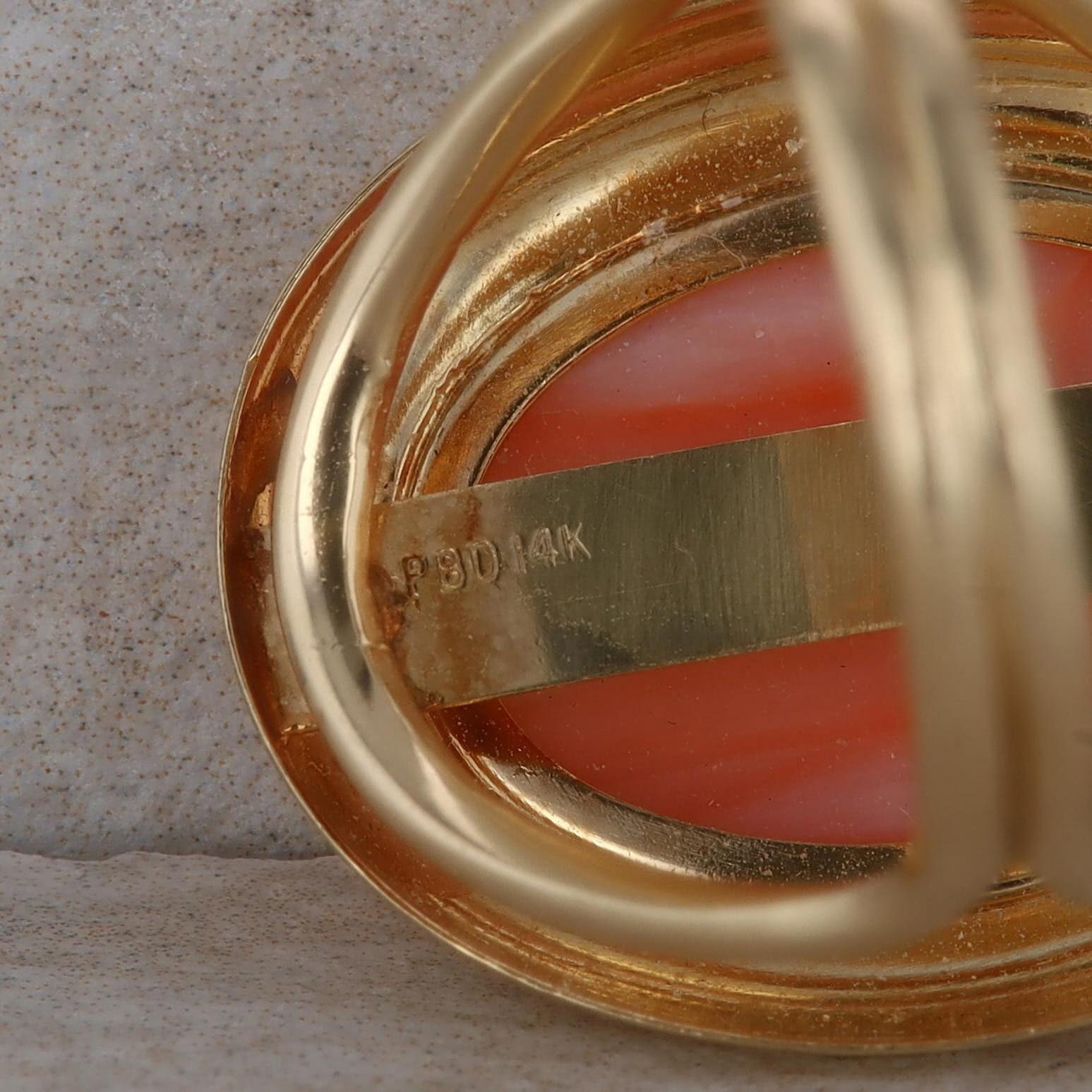 14k Yellow Gold Coral Ring