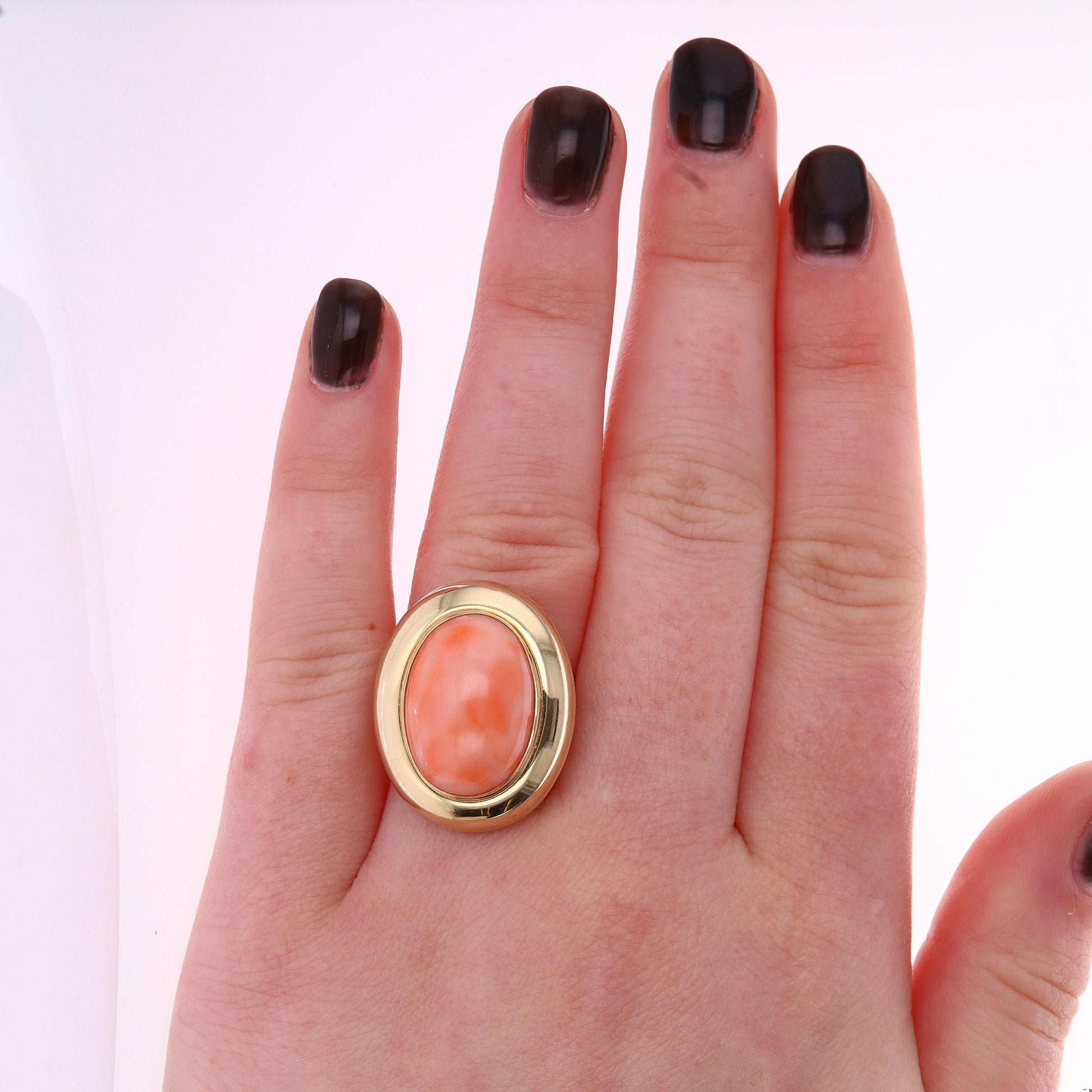 14k Yellow Gold Coral Ring