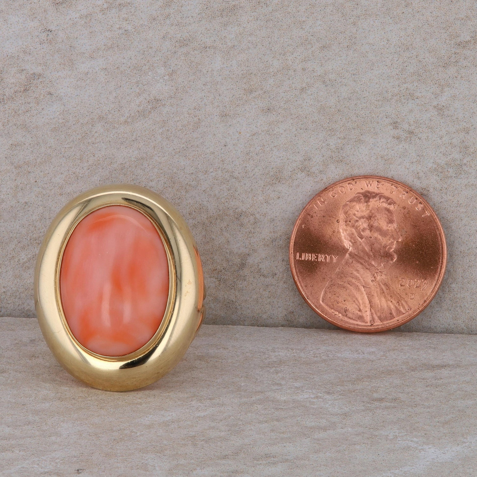14k Yellow Gold Coral Ring