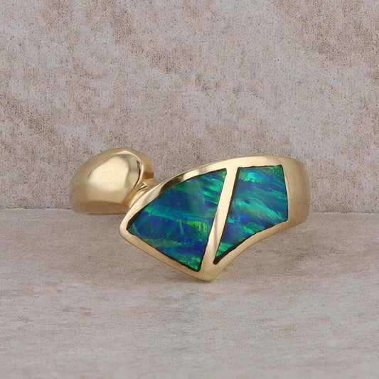 14k Yellow Gold Opal Bypass Ring 4.86 grams