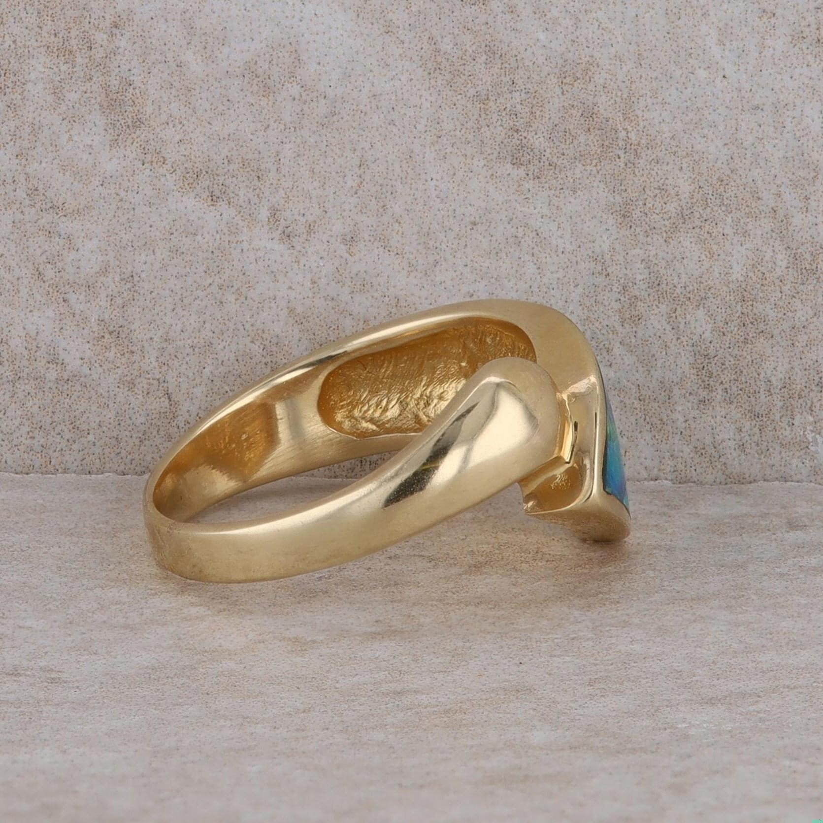 14k Yellow Gold Opal Bypass Ring 4.86 grams