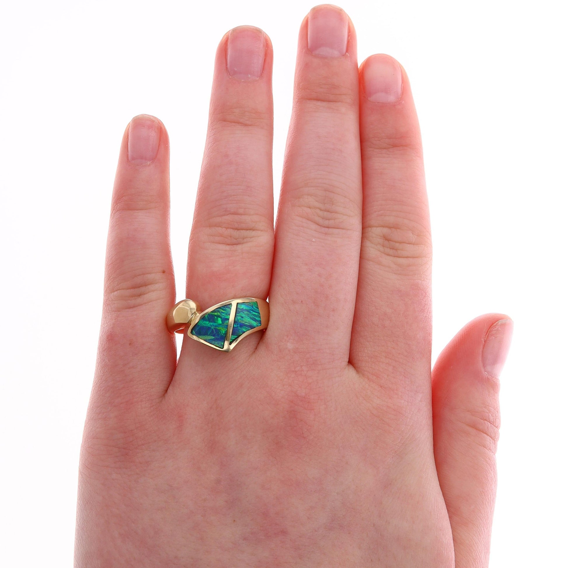 14k Yellow Gold Opal Bypass Ring 4.86 grams
