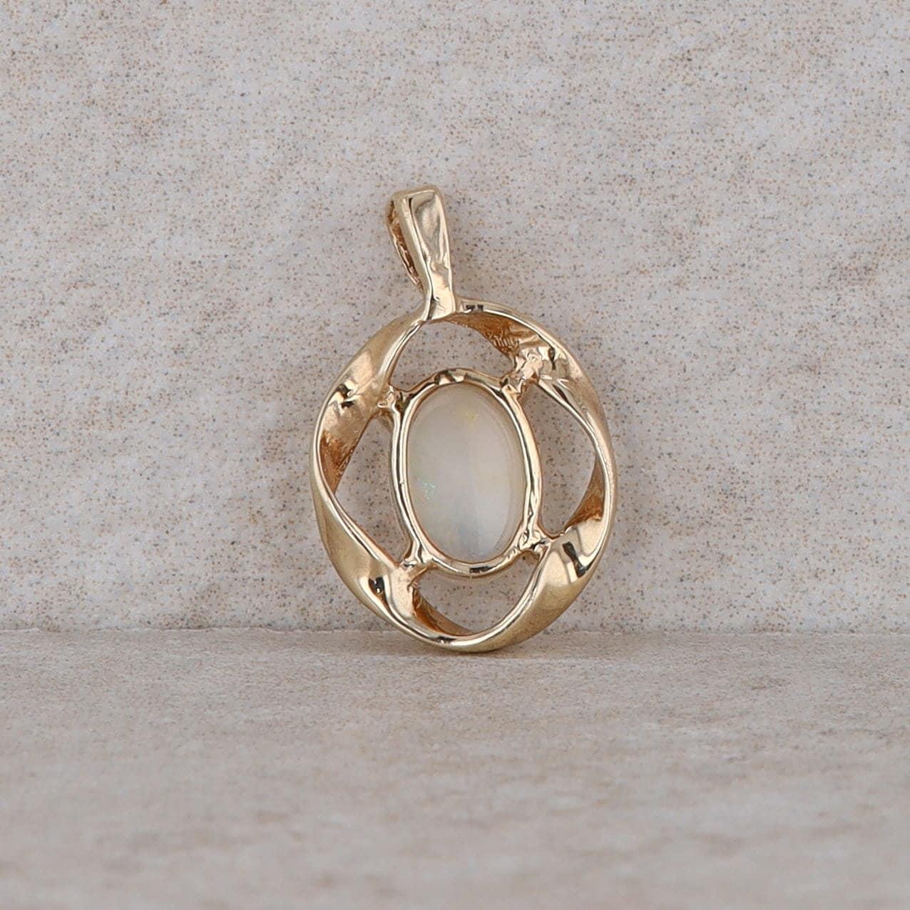 14k Yellow Gold Oval Opal Pendant