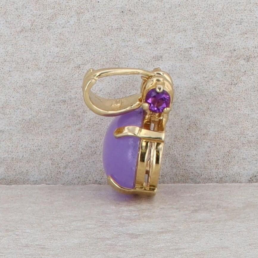 14k Yellow Jade and Amethyst Pendant