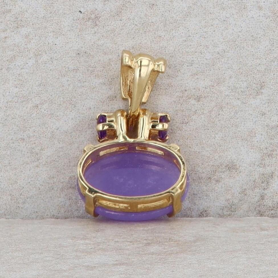 14k Yellow Jade and Amethyst Pendant