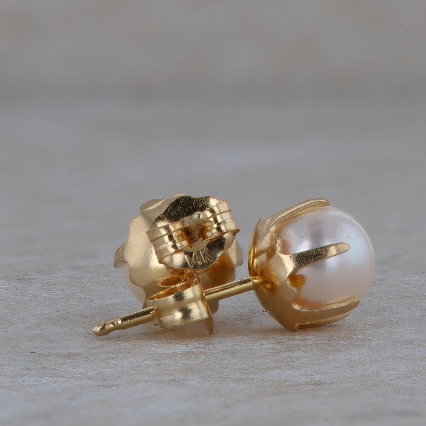 14k Yellow Gold 6.5mm Cultured Pearl Earrings