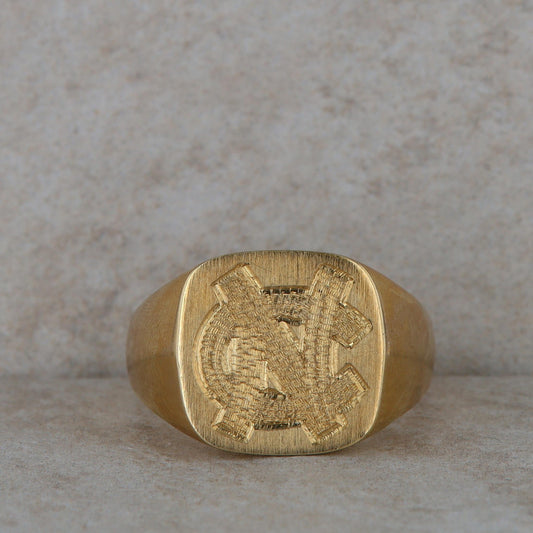 14k Yellow Gold Men's 'UNC' Signet Ring 19.69 g