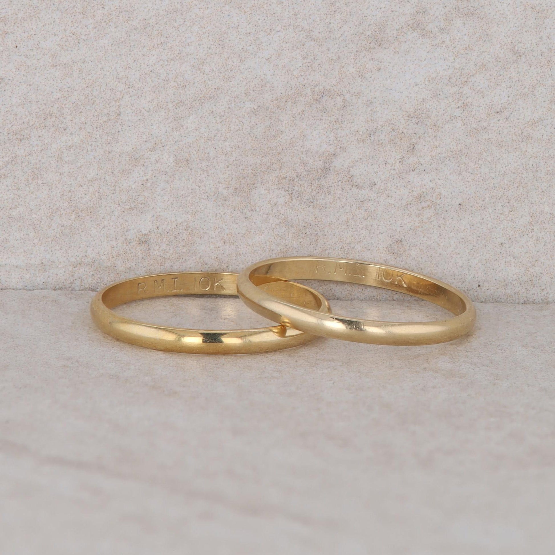 10k Yellow Gold 2mm Polished Bands 0.96g