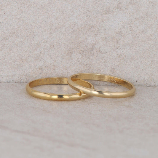 10k Yellow Gold 2mm Polished Bands 0.96g