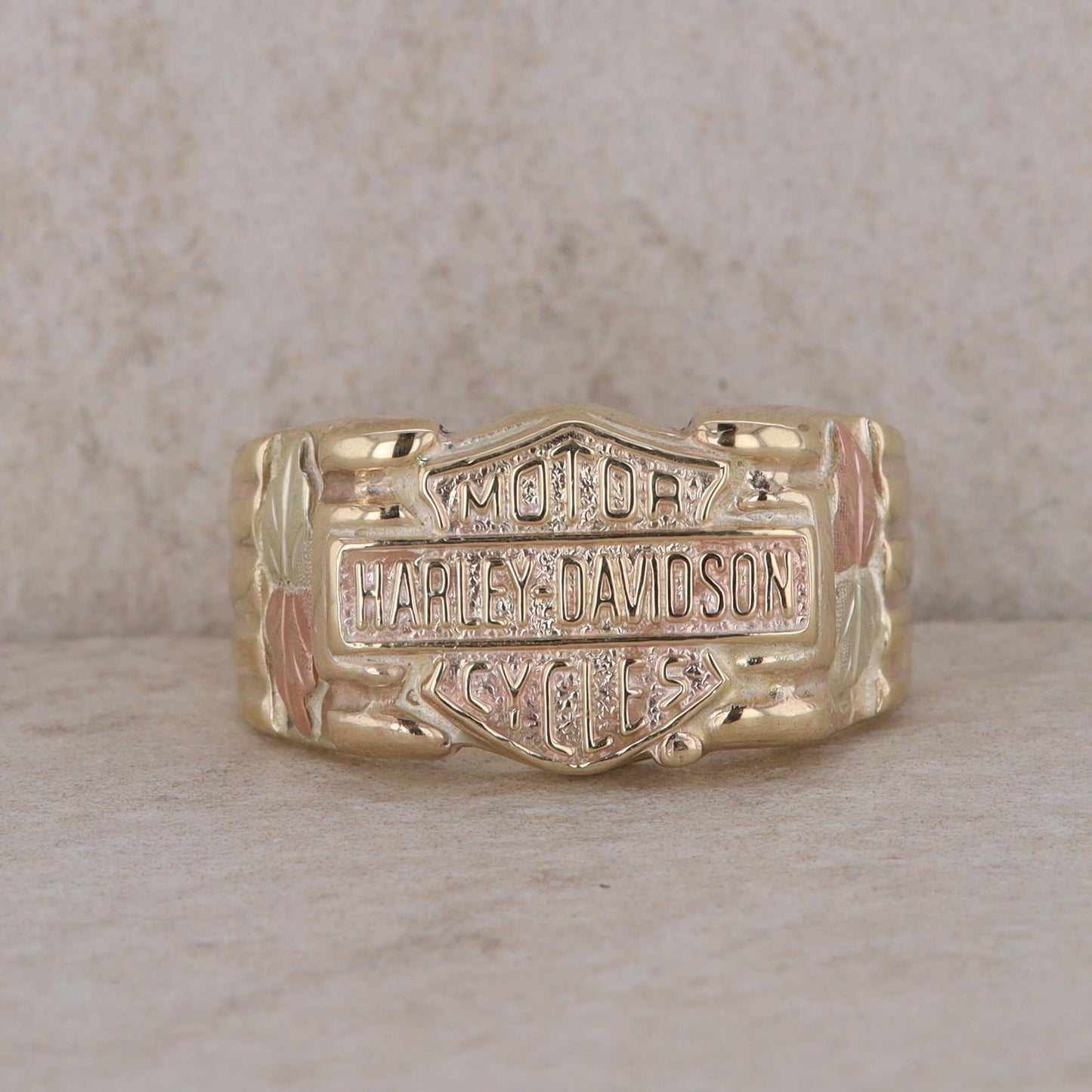 10k Yellow and Rose Gold Harley Davidson Motorcycle Ring 9.9g