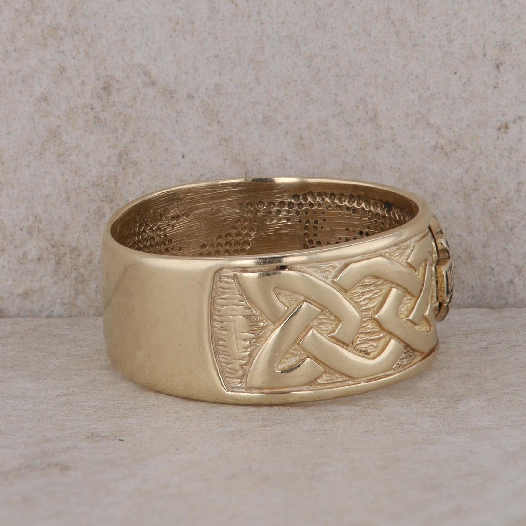 10k Yellow Gold Harley Davidson Motorcycle and Celtic Design Band